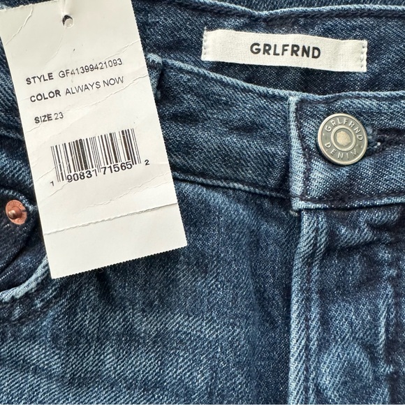 GRLFRND Denim Tatum Mid Rise Jeans Size 23 Always Now Slim Kick - Picture 10 of 11
